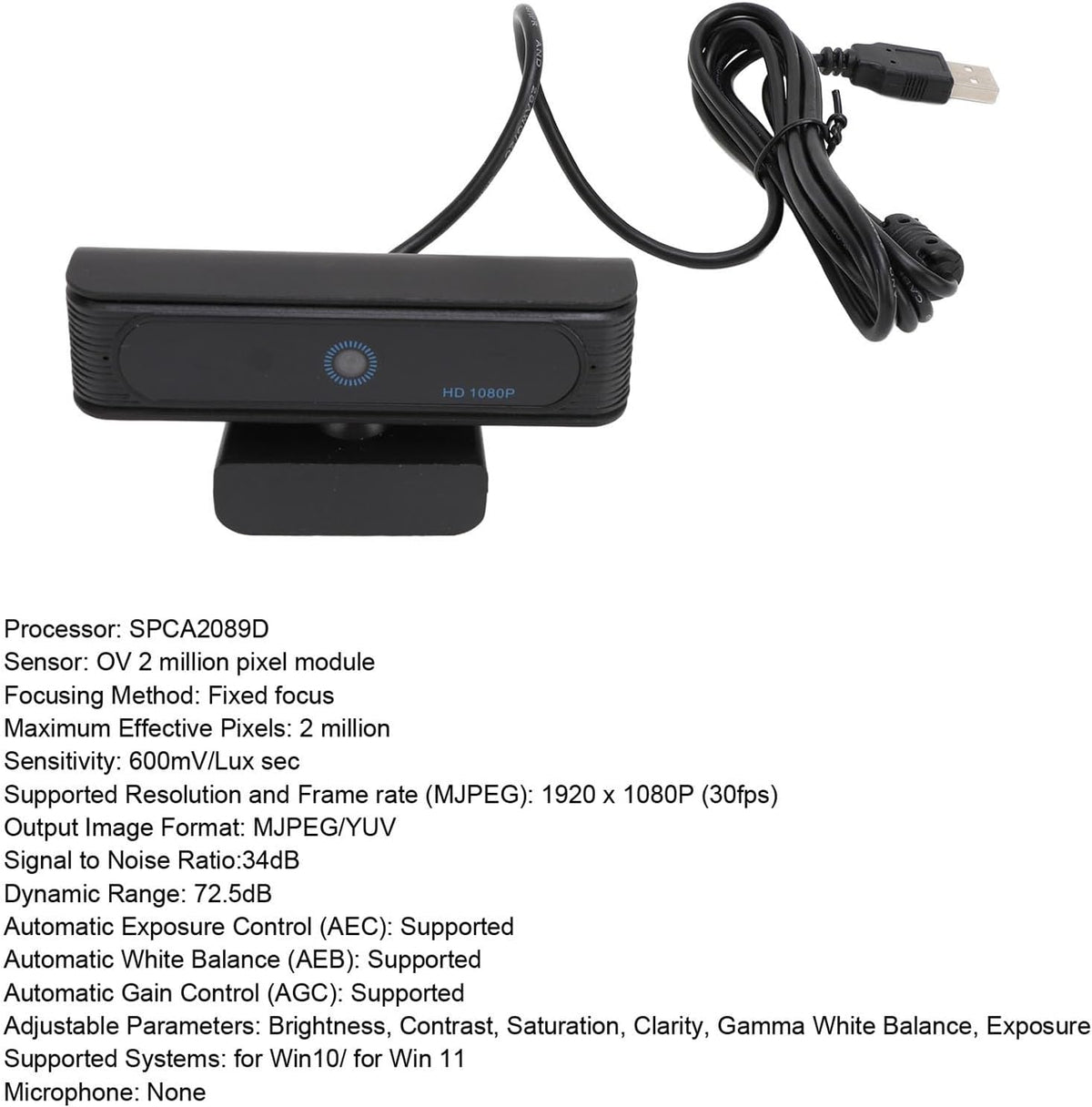 ASHATA 1080P 1080P 30FPS 11, Webcam with dowsHello, Full HD Recognition Webcam for USB Computer Web Camera for PC