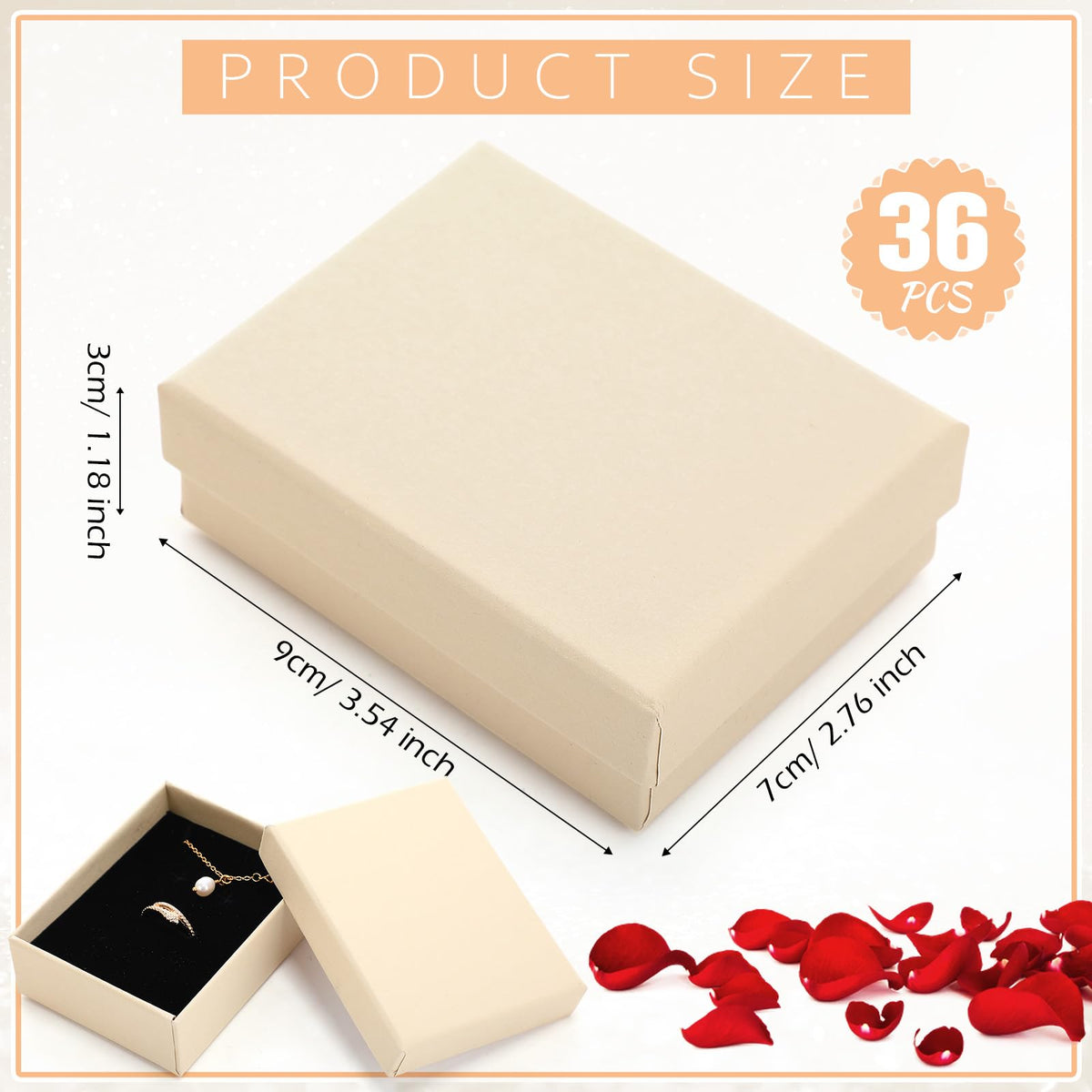 Sasylvia 36 Pcs Jewelry Cardboard Gift Boxes Packaging Necklace Ring Earring Storage Box with Cushion 3.5x2.8x1.2 Inch (Beige Yellow)