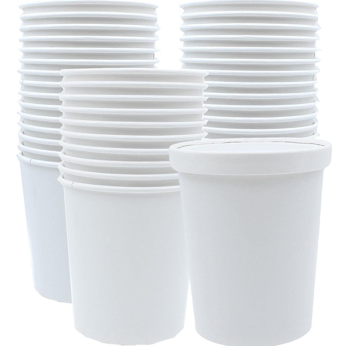 Zentriqlla 30 Pack 32oz Paper Ice Cream Bowls, White Paper Soup Containers with Lids, Microwave & Freezer Safe Food Cups, Large Takeout To Go Containers for Wedding, Restaurant Supplies