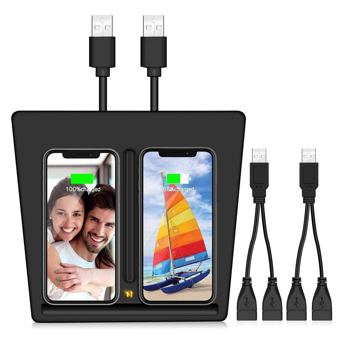 VXDAS Wireless Charger, Dual 10W QI Wireless Phone Charging Pad M3 Car Center Console for Tesla Model 3 Accessories Panel with 7pcs Custom Cup Mat Center Console Liner mat-Upgrade