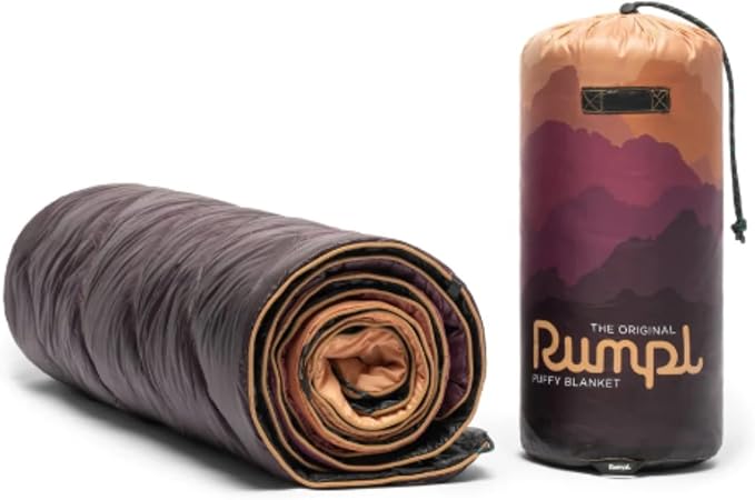Rumpl Original Puffy Blanket - Warm, Water-Resistant Camping Blanket with 100% Recycled Synthetic Insulation, 52"x75", Original Puffy V1, Teton Fade