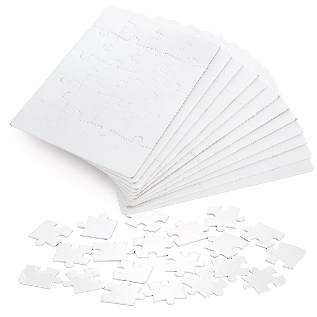 Tlence 24 Sets Blank Sublimation Puzzle, A5 Size 20 Pieces White Jigsaw Puzzles, Heat Press Thermal Transfer Puzzle Bulk, DIY Custom Printing Craft Arts for Handmade Supplies Party Decorating