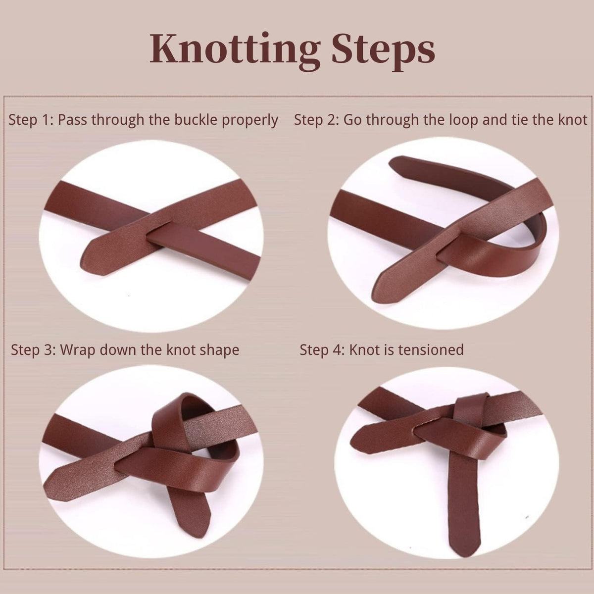 OZJABC Knot Belts For Women Soft Faux Leather Belt Fashion Tie Belts For Women Wrap Belt For Jeans Pants Dress (Brown)