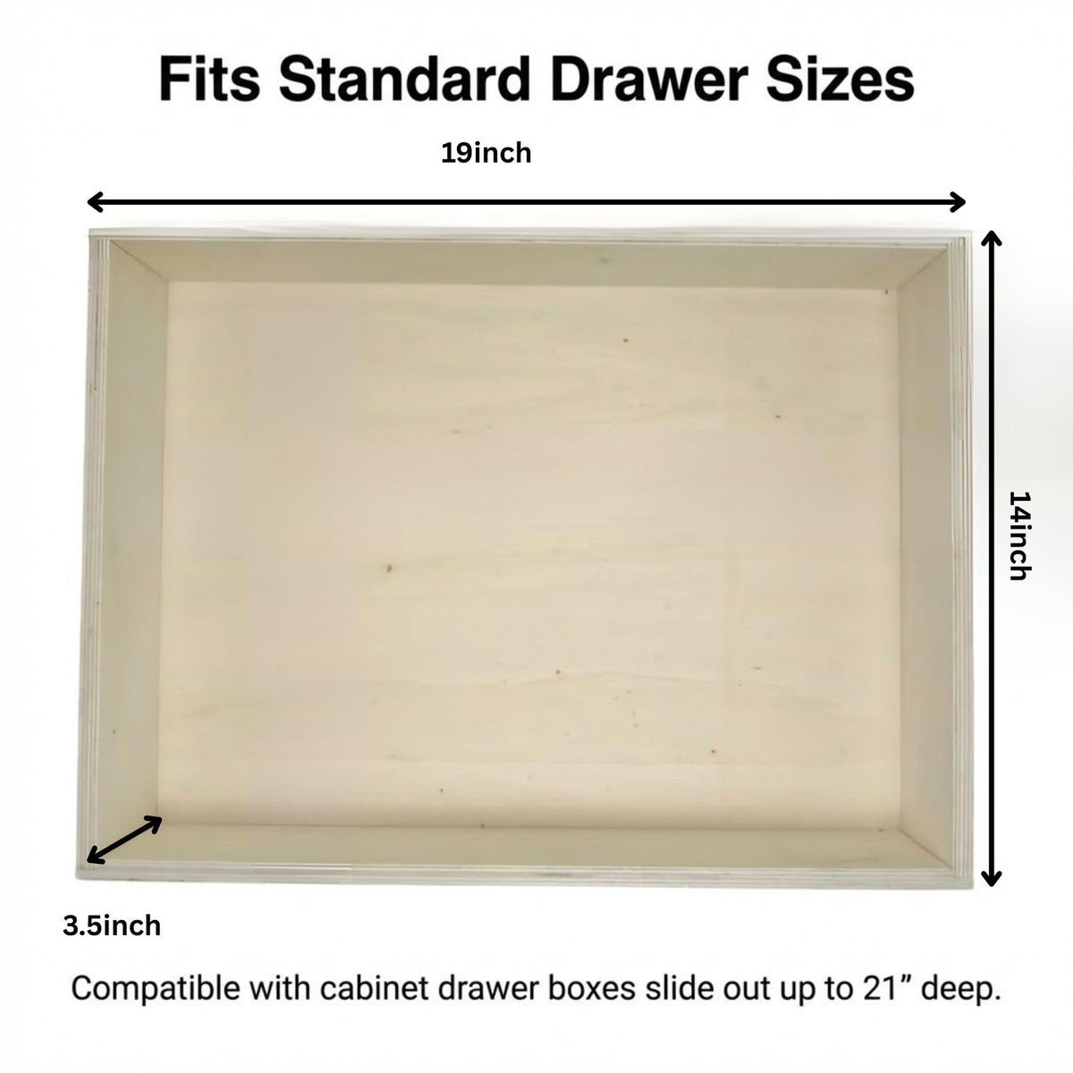 14" W x 19" D x 3.5" H Replacement Kitchen Drawer Box – DIY Kit for Cabinet Drawer Replacement, Pull Out Cabinet Drawers, Wooden Rollout Shelves & Sliding Drawers for Kitchen Cabinets 19–21" Deep