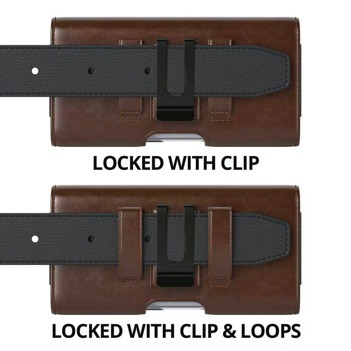 Magnetic Closure Holster for Motorola Edge, Motorola Moto G Power/G Play/Moto G/G36 G06 G57 Pure G05 G15 G100 (2026 2025 2024) - Leather Belt Case Premium Pouch (Fits Slim/Regular Case) (Coffee Brown)
