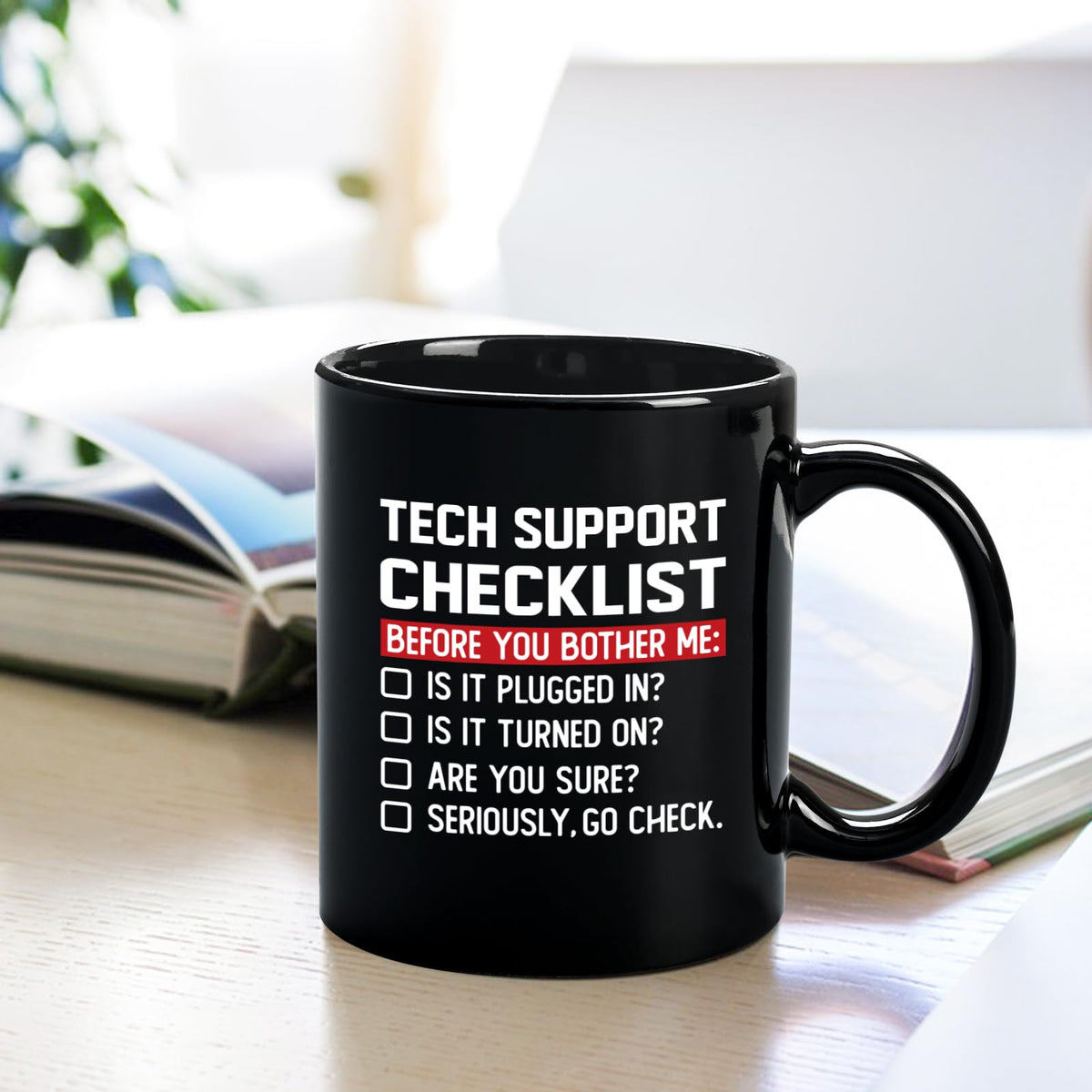 YHRJWN Tech Support Gifts Checklist Mug, Christmas Gifts for IT Tech Guys, Technicians, Programmers, Funny Gift for IT Lovers, Engineers - Computer Geek Novelty Cup Coffee Mug 11 Oz