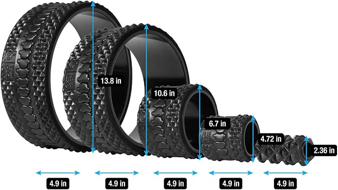 Foam Back Roller Wheel- Back Stretcher with Center Spine Cradle- Targeted Stretching, Neck & Back Pain Relief, Deep Tissue Trigger Point Muscle Massage for Physical Therapy, Pain & Exercise- Set of 5