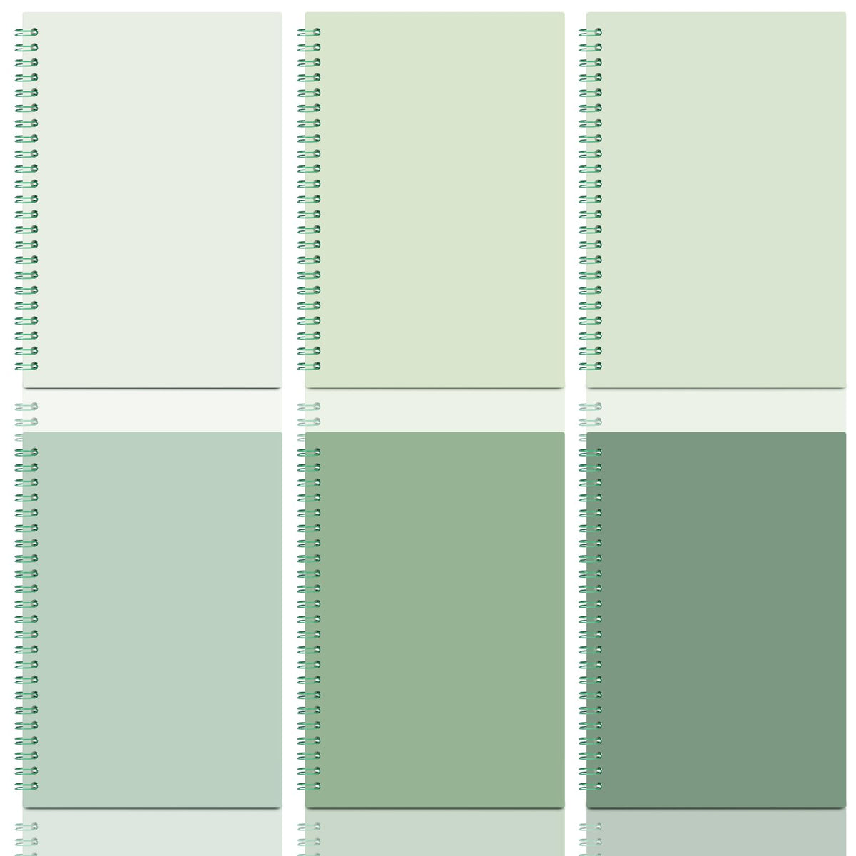 MotiMind 6 Pcs Sage Green School Supplies Aesthetic Spiral Notebook for Work A5 College Ruled Spiral Journal Notebook Christmas Office Stationery Kit for Work Note-taking Women Men Writing, 100 Sheets