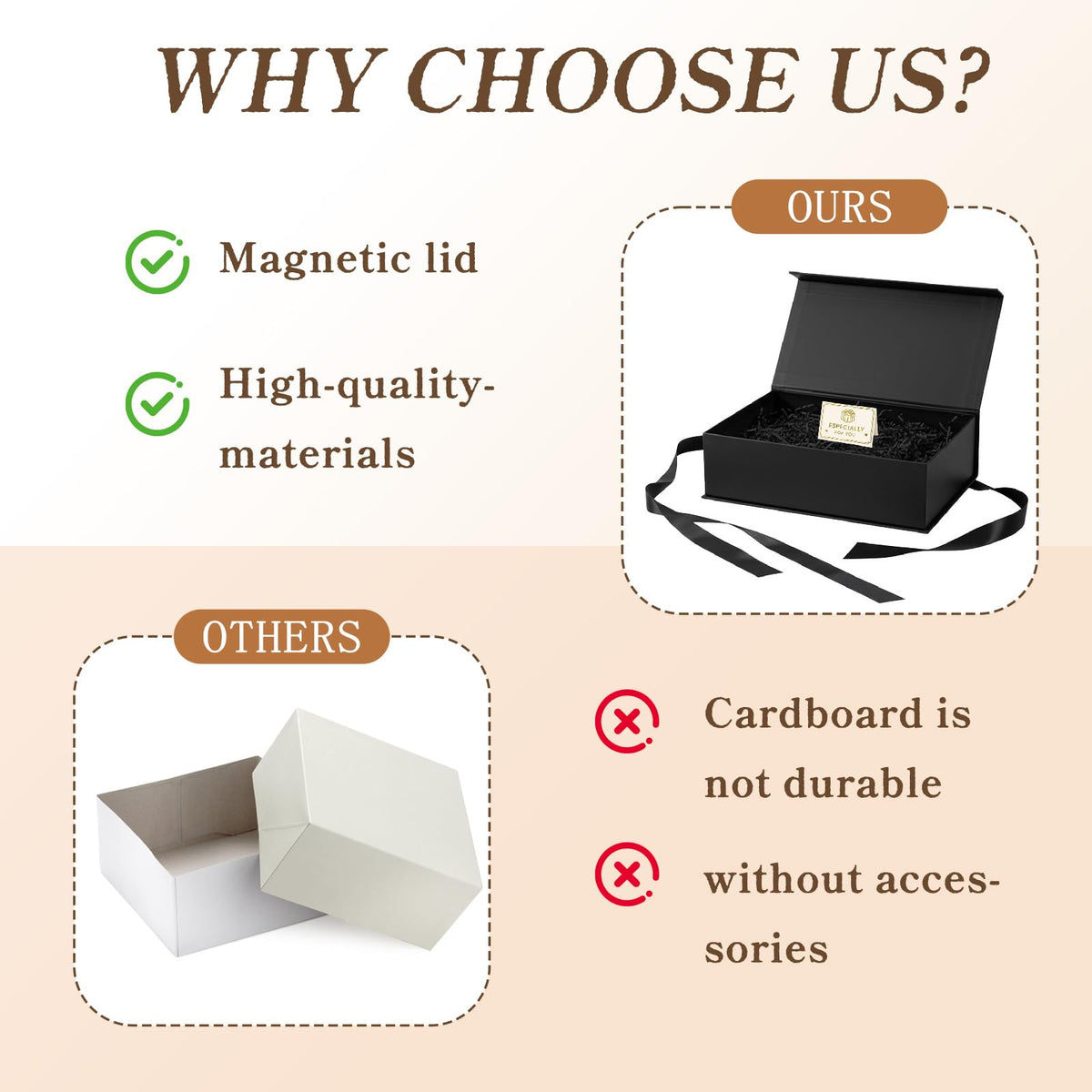 Dimore 4 Pack Black Gift Box, 10.3x7.5x3.2'' Magnetic Gift Box with Lids, Rectangle Hardboard Collapsible Box for Bridesmaid Proposal, Wedding, Birthday, Christmas Gift Packaging