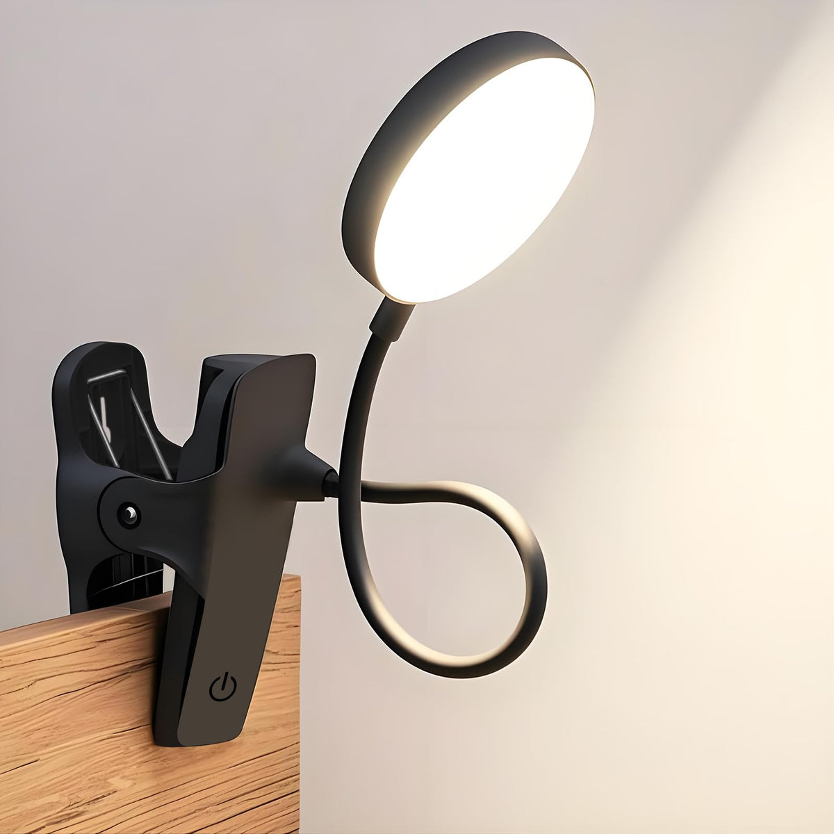 Dorm Room Essential Clip on Light, 3 Color Portable Desk Light Mini Clip Lamp, Battery Operated Small Desk Lamp with Clamp, Lightweiht Reading Lights for Books Bunk Bed Headboard Girls Guys Boys Black