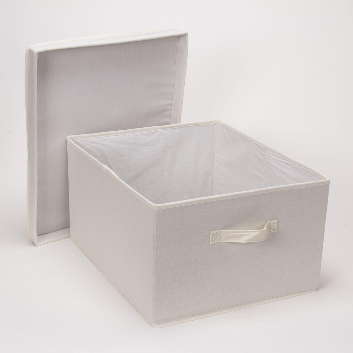 Household Essentials 115 Storage Box with Lid and Handle | Natural Beige Canvas | Jumbo