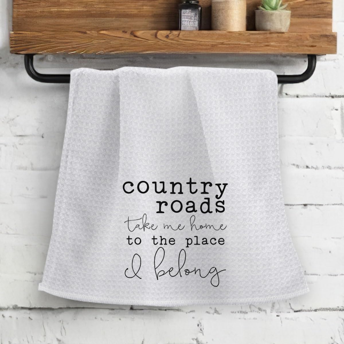 OHSUL Farmhouse Country Kitchen Towels,Country Roads Take Me Home to the Place I Belong Countryside Kitchen Towels Dish Towels Dishcloth,Rustic Kitchen Decor
