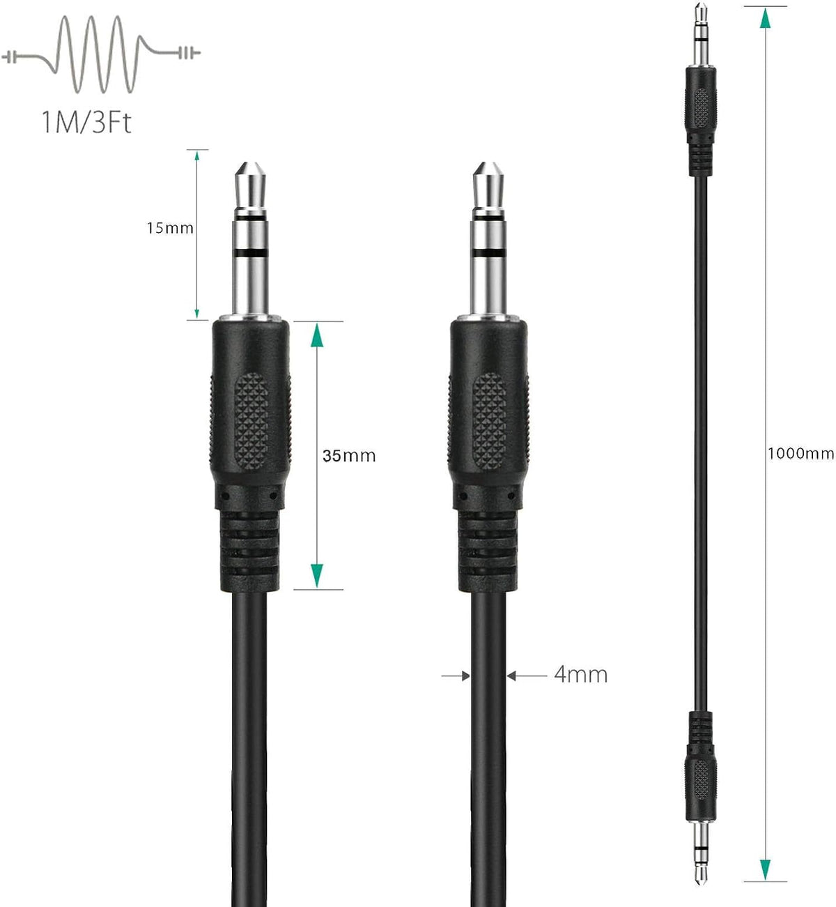 YUSTDA 3.5mm DR-2d DR-V1HD PCM New AV Out to AUX in Cable Audio/Video Cable Cord for Tascam HD Video Linear Recorder