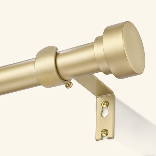 GEEBOBO Gold Curtain Rods for Windows 66 to 120 Inch, 1 Inch Adjustable Heavy Duty Decorative Window Curtain Rod, W1 (Gold, 32"-120")