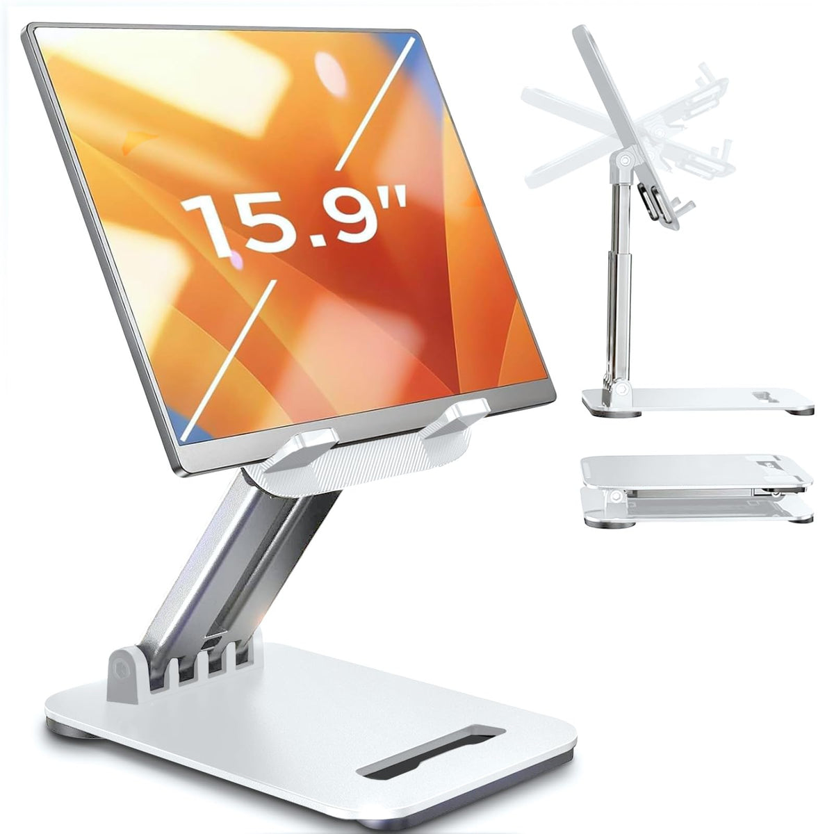 LISEN for iPad Stand Tablet Holder for Desk, Office Desk Accessories for Men Women Kids Tablet Gifts, Office Home Essentials Gadgets Portable Monitor Stand for 2026 (White)