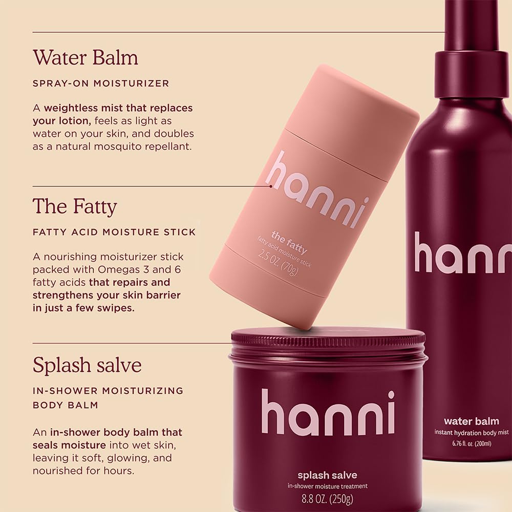 HANNI Gift Set Trio | Including Splash Salve, Water Balm & Fatty, Moisturizing and Hydrating Best Sellers