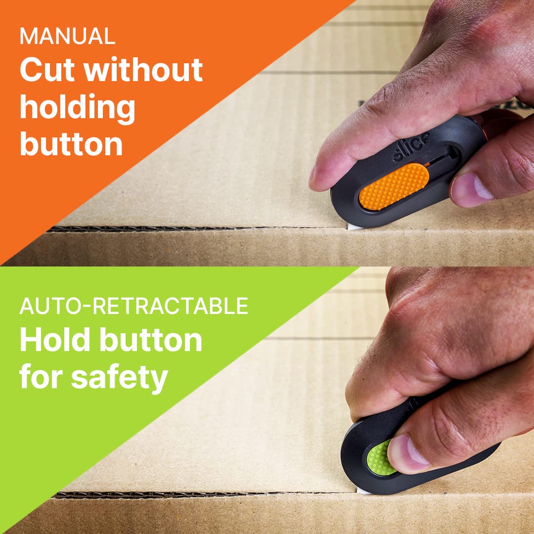 Slice Mini Box Cutter | Manual Retracting | Safe Ceramic Box Cutter Lasting 11x Longer than Metal | Keychain Box Opener | 12 Pack