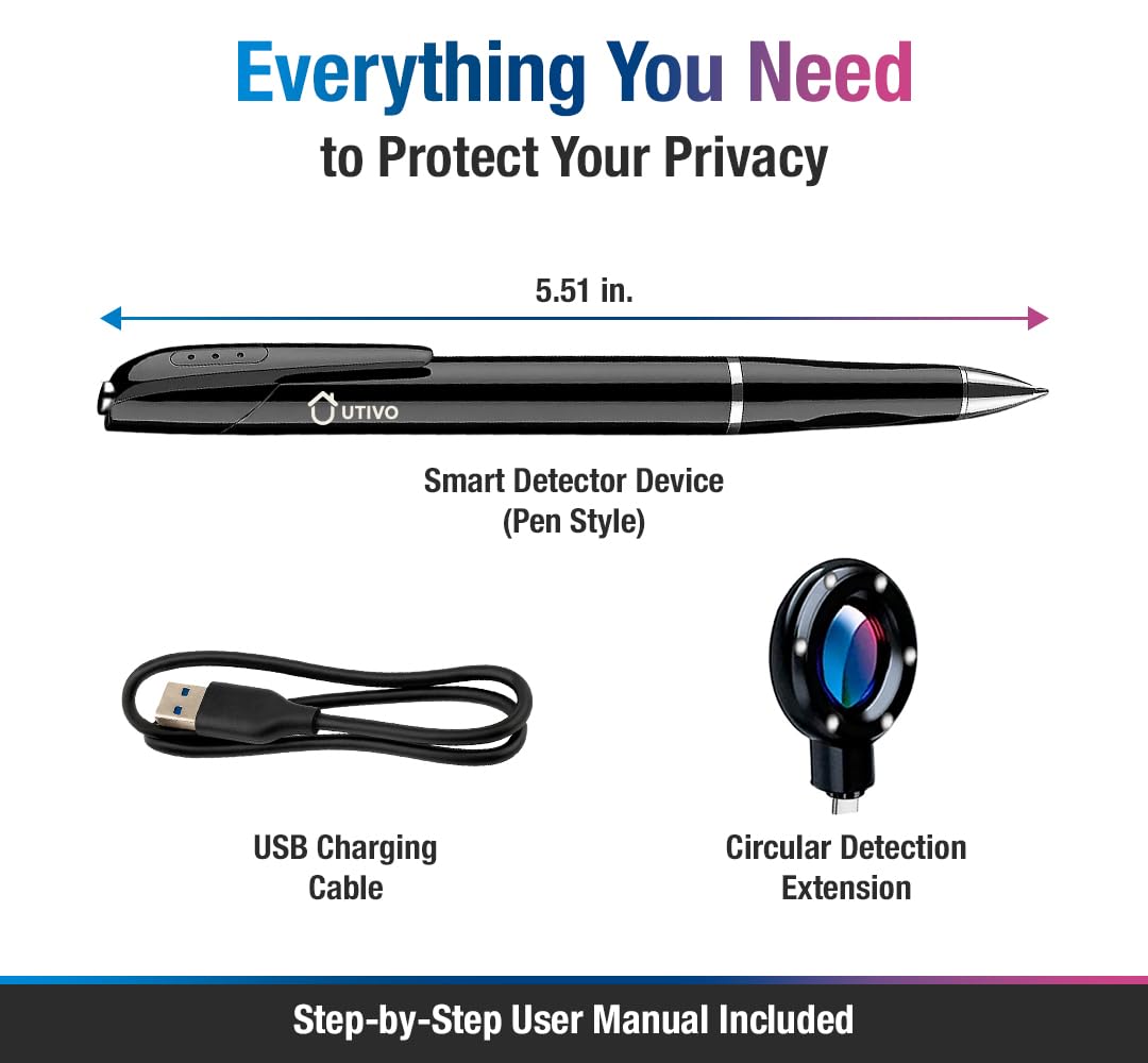 UTIVO Camera Detector Spy Camera Finder, GPS Tracker Detector, Hidden Camera Detectors for Travel, Office, Airbnb Rentals, Car, Hotel Rooms, Gyms, Locker Rooms, Bathrooms, Dressing, X16