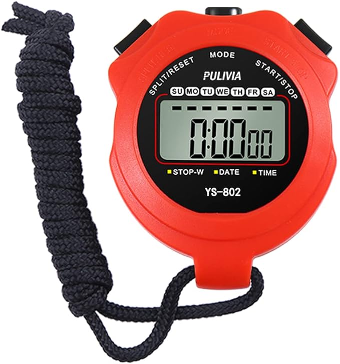 Stopwatch Timer Lap Split Digital Stopwatch with Clock Calendar Alarm, Large Display Stop Watch for Sports Kids Coaches Swimming Running
