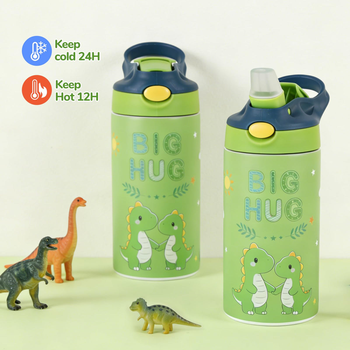 Get Well Soon Gift for Kids, Feel Better Gifts for Kids Boys, Dinosaur Stainless Steel Vacuum Tumbler & 12'' Get Well Soon Unicorn Plush Pillow, After Surgery Gifts for Boy (Dinosaur)