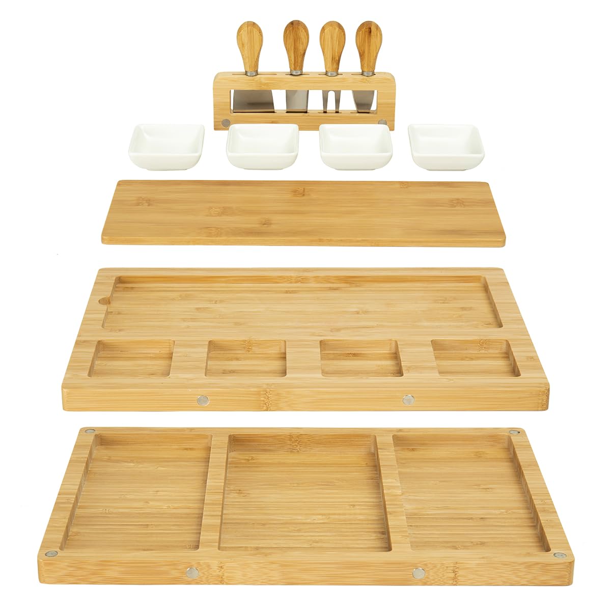 drmvalg Charcuterie Board Cheese Tray Set with Stainless Steel Knives, Slates and Bowls. Gift for Housewarming, Wedding Couple, Bridal Shower (cb001)