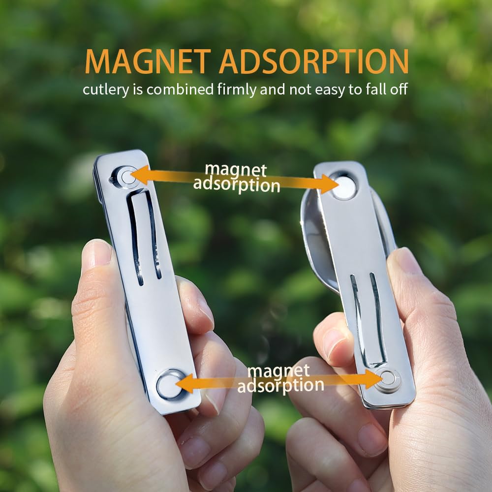 Roxon C2 Camping Utensil 2 in 1 Detachable Folding Cutlery with Fork & Spoon for Outdoor, Camping, Hiking, Easy to Carry Highly Practical Tableware