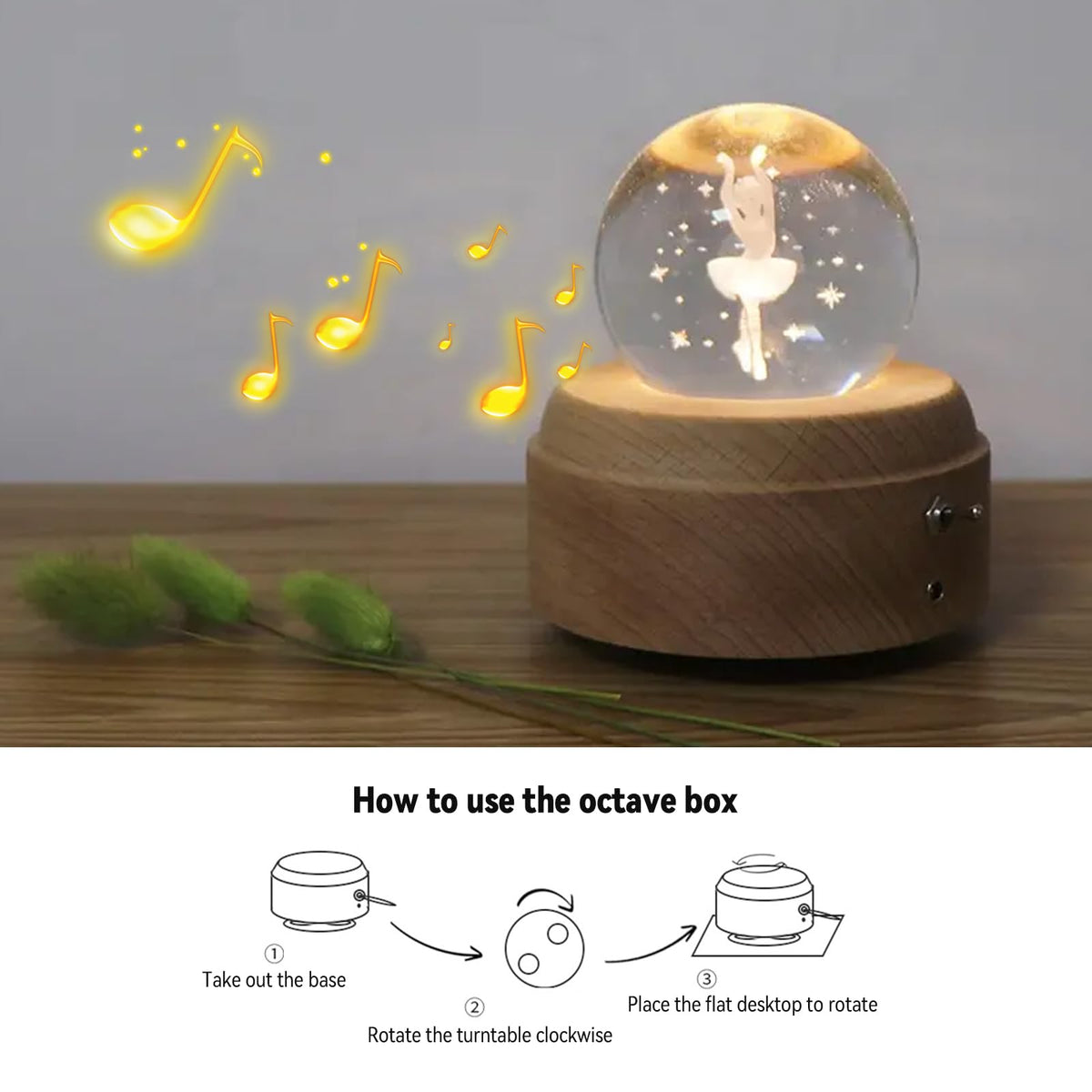 YCWF 3D Crystal Ball Music Box,Luminous Rotating Musical Box,with Projection LED Light Music Box,Best Gift for Birthday Thanksgiving Day Valentines Day Mothers Day Christmas (Ballet Girl)