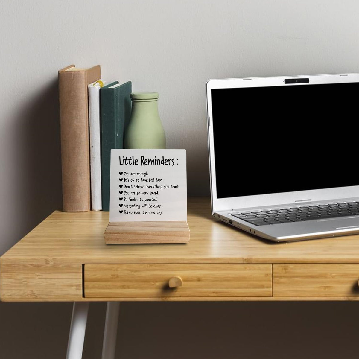 grapehiker Little Reminders You are Enough Desk Plaque Sign with Stand,Dorm Signs for College Girls, Inspirational Signs Decor for Office Dorm Desk,Back to School Gifts for College Students Girls Boys