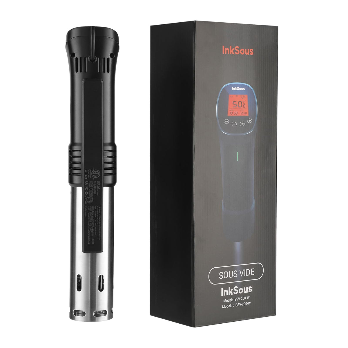 InkSous WIFI 2.4G Sous Vide Cooker 1000W Immersion Circulator with APP 14 Recipes,Alarm,Calibration & Timer, 3D Water Fast Heating Ultra-Quiet Sous Vide Machine