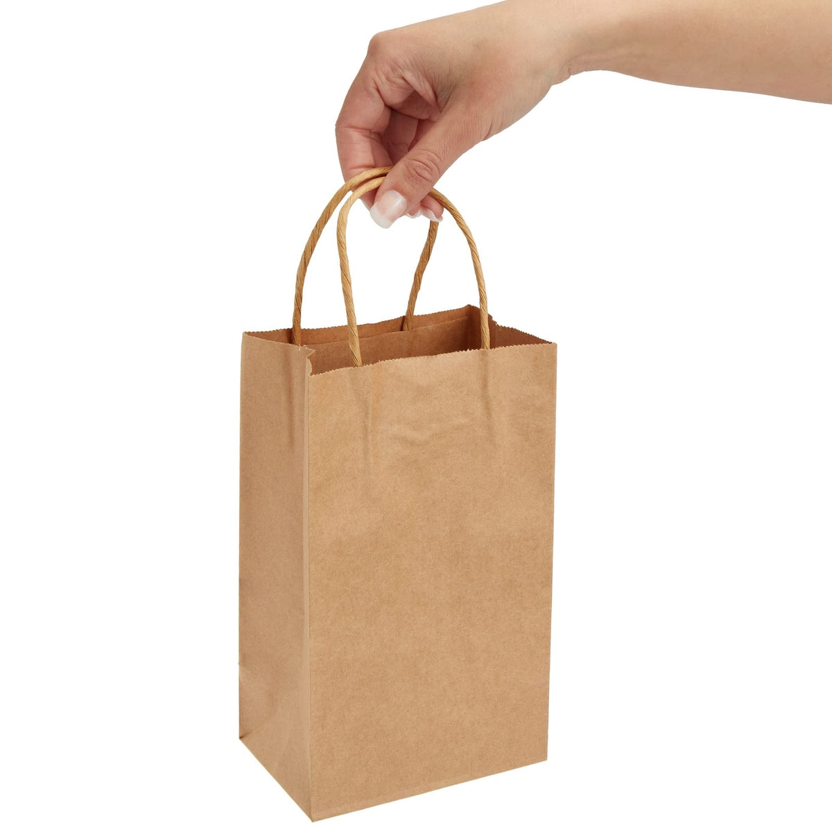 Juvale Brown Paper Gift Bags with Handles - 24-Pack - 5.3 x 3 x 8.5 in - Reusable Grocery & Retail Shopping Totes - Party Favor & Goodie Bags