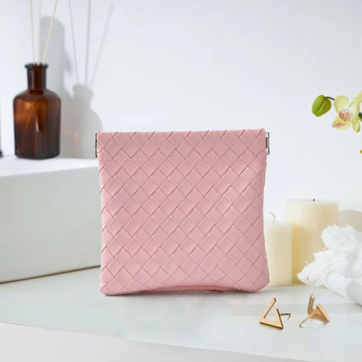 4PCS Small Makeup Bag for Purse，Waterproof Leather Portable Mini Makeup Bag,Snap Closure Organizer Pouch for Coin Cards Jewelry Lipstick Cosmetic Accessories，Small Travel Kit Storage Pouch
