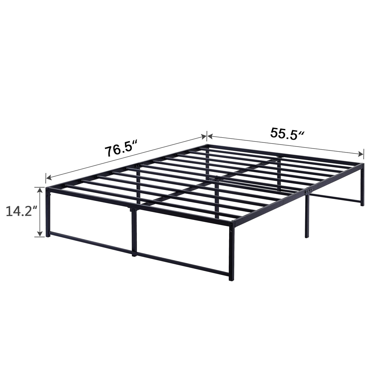 VECELO Full Size Metal Platform Bed Frame No Box Spring Needed 14 Inch Heavy Duty,Matte Black