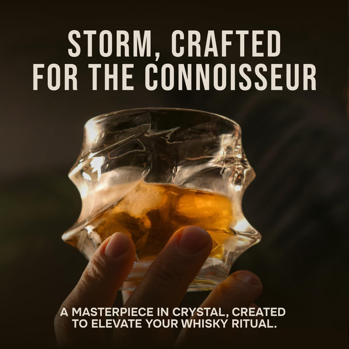 TSUKIGLASS Storm Japanese Crystal Whisky Glasses – 100% Ultra Clarity Lead-Free Crystal – Set of 2 Premium 10oz Old Fashioned Tumblers for Bourbon, Scotch & Cocktails (Small, 2, Count)