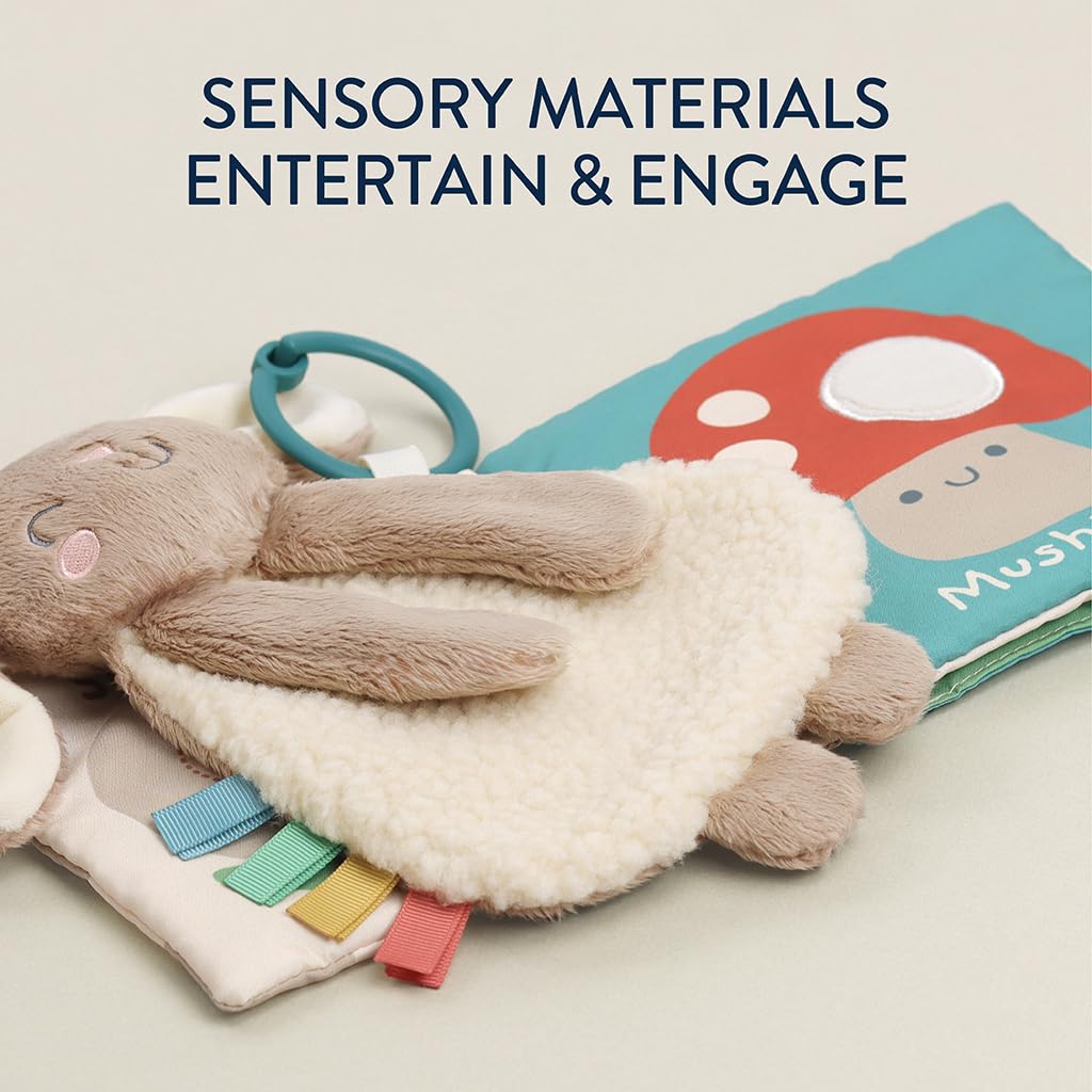 Itzy Ritzy Bunny Lovey & Crinkle Book Gift Set - Learn & Snuggle Gift Set Includes Soft Sherpa Bunny Lovey & Soft Book with Flap, Textures & Crinkle Sounds (Bunny)