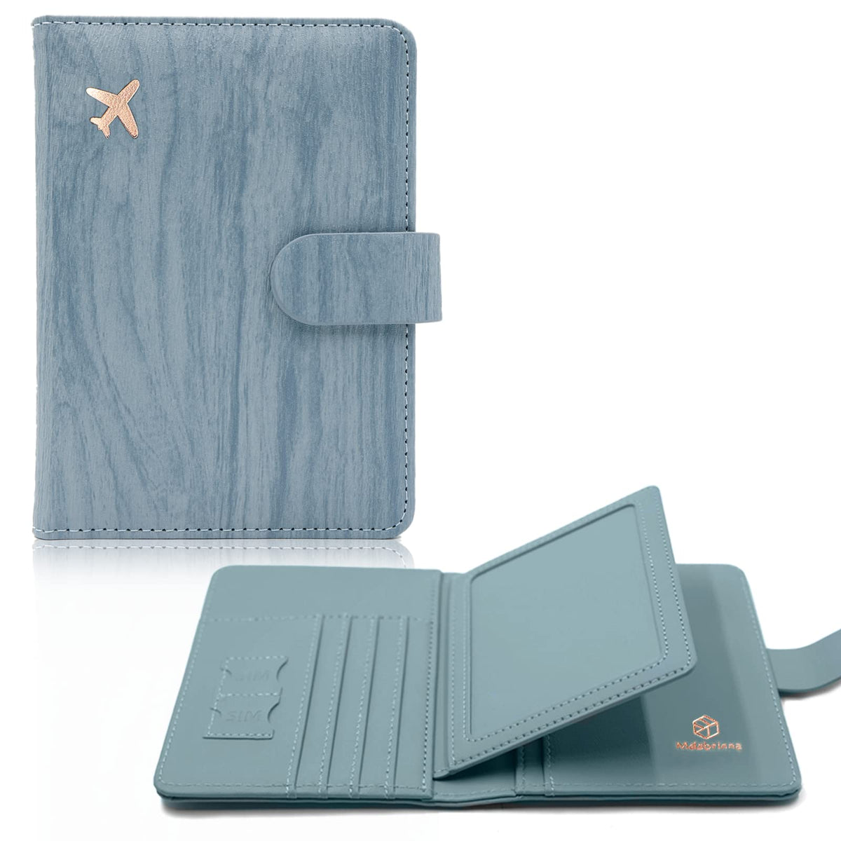 Melsbrinna Rfid Passport Holder for Travel women/Men, Cute Passport Wallet Rfid Blocking Card Slots, Rfid Passport Cover/CaseTravel Wallet, Passport Book Holder (1, Blue1)