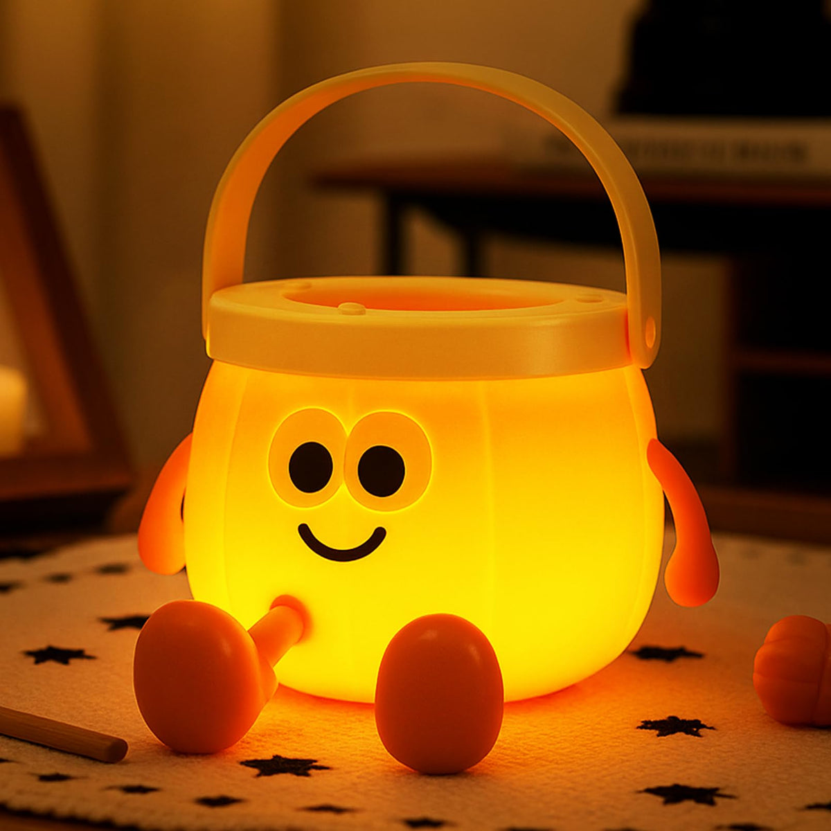 Tarinks Pumpkin Night Light for Kids, Rechargeable Bedside Lamp, Portable Handheld Lamps, Pumpkin Lantern Lamp for Office, Room Decor, Cute Sleep Nightlight, Funny Gifts for Baby Teen Adult