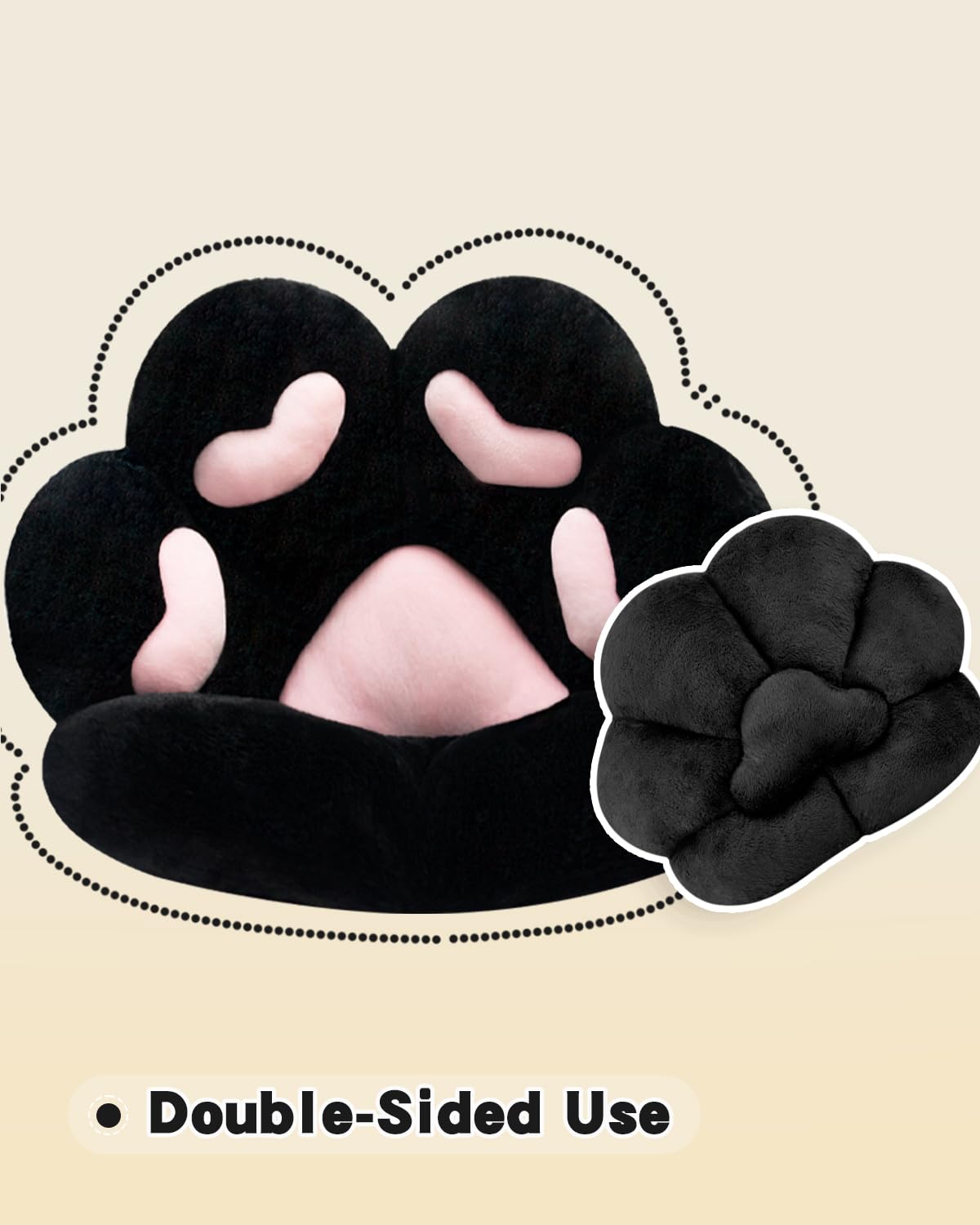 MOONBEEKI Cat Paw Cushion Chair Comfy Kawaii Plush Seat Cushions Shape Lazy Pillow for Gamer Chair 28"x 24" Cozy Floor Cute Seat Kawaii for Girl Worker Gift, Dining Room Bedroom Decorate Black