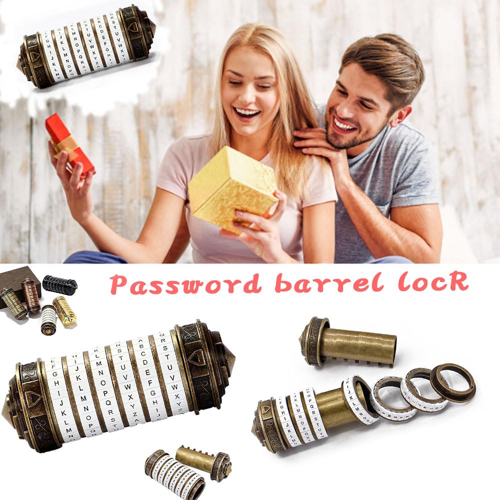 Unique Valentines Gift Cryptex Da Vinci Code Mini Cryptex Lock Puzzle Boxes with Hidden Compartments Heavy Real Metal Novelty Birthday Gifts Big Enough for Notes,Paper Money,Rings,Jewelry (White)