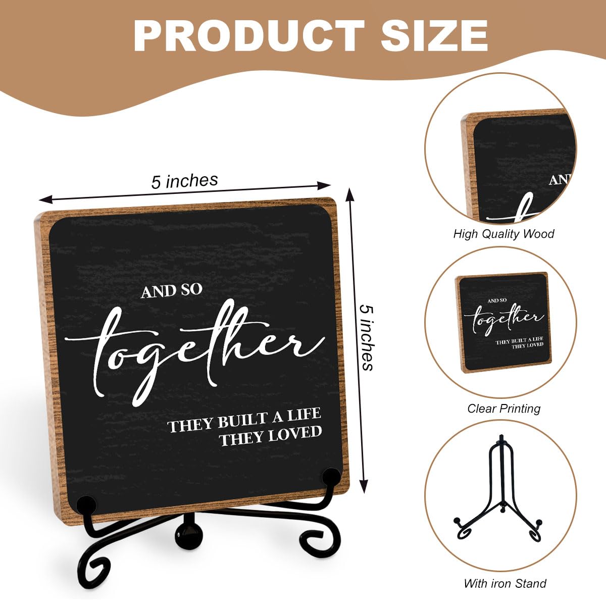 Home Wooden Decor Sign, Farmhouse Plaque with Stand, Warmth Housewarming Gifts for Women Men Family, Table Desk Cubicles Accessories for Living Room Bedroom Home Decorations