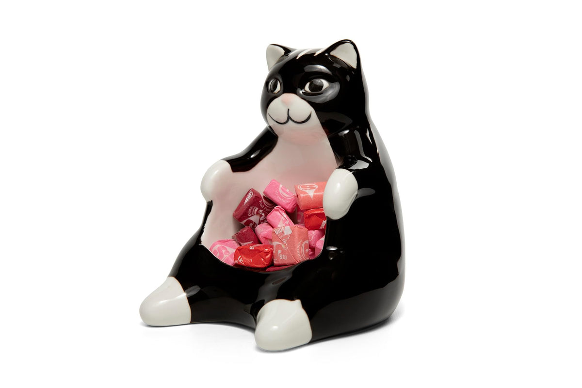 Ceramic Lazy Black Cat Home decor - Can be used as a candy dish, decorative bowl, tealight candle holder and jewelry tray | Unique Birthday gifts for Women, Mom, Grandma, Cat lover, Friend, Coworker