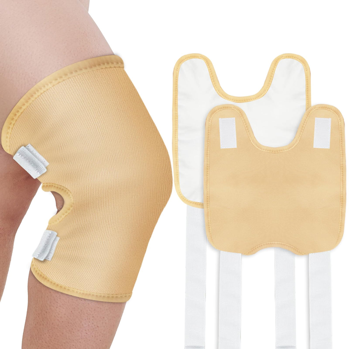 Taoscare Upgraded Castor Oil Pack Wrap – Larger Knee Size for Men & Women, Organic Cotton Caster Oils Compress Pads for Elbow, Arm & Thigh, Adjustable Velcro Elastic Strap, Waterproof & Reusable (2 Pack)