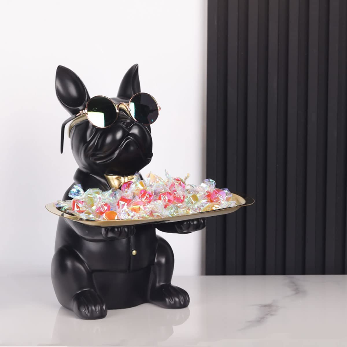 French Bulldog Gifts Statue Tray Organizer for Keys, Candy, Jewelry, Earrings, Entrance Piggy Bank - Modern Decor Resin French Bulldog Decor Entryway Table, Coffee Table, Office Desk, Home Decor