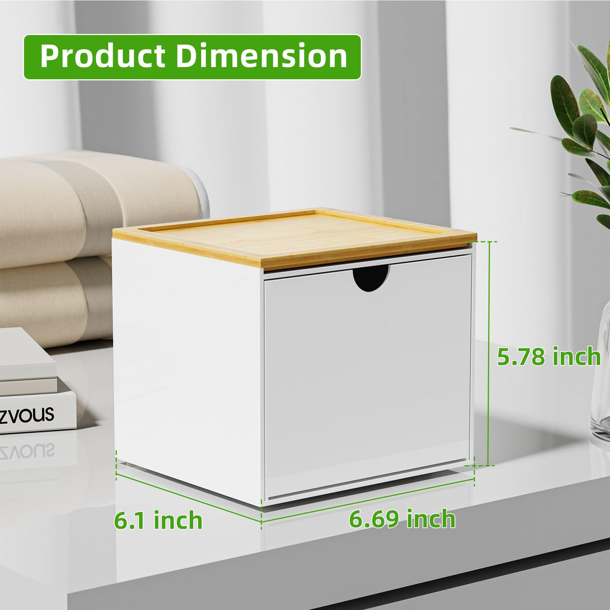 VITVITI Drawer Disposable Face Towel Holder Box, Acrylic Facial Towel Container for XL Clean Skin Club, Large Disposable Face Towels Storage with Bamboo Lid, for Bathroom, Vanity Makeup, White
