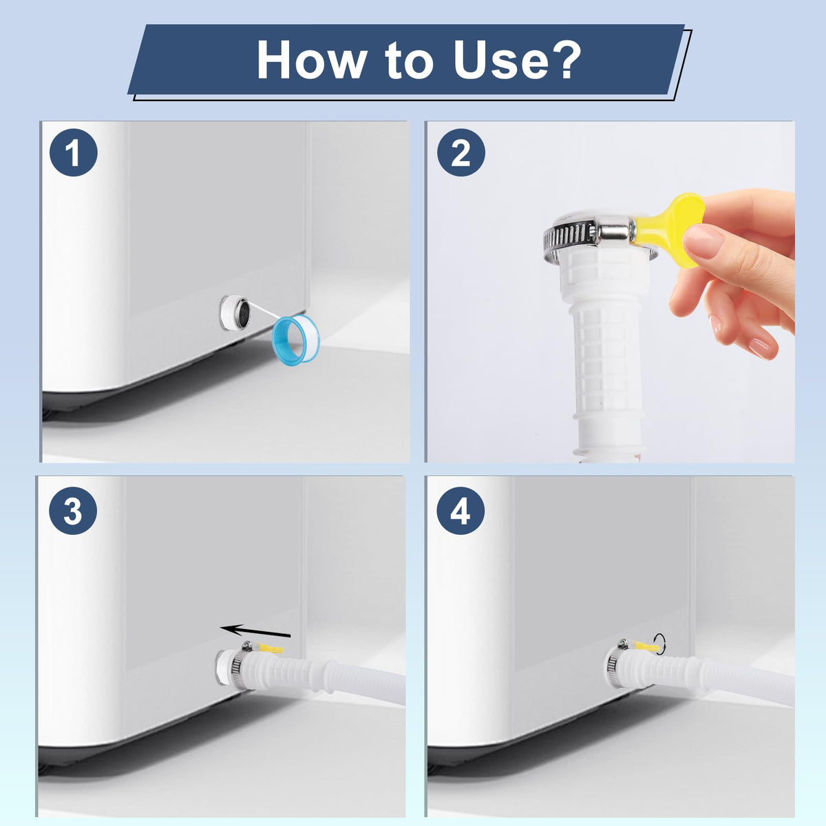 Universal Dehumidifier Drain Hose 10 Feet Air Conditioner Hose with Cut-Table Rubber Adapter Connect Clamp and Teflon Tape, Drain Pipe for Dehumidifiers, Air Conditioners