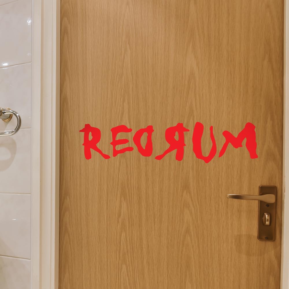 Vinyl Wall Art Decal - Redrum - 6" x 30" - Trendy Scary Halloween Season The Shining Quote Sticker for Living Room Entryway Door Office Coffee Shop Store Windows Spooky Decor