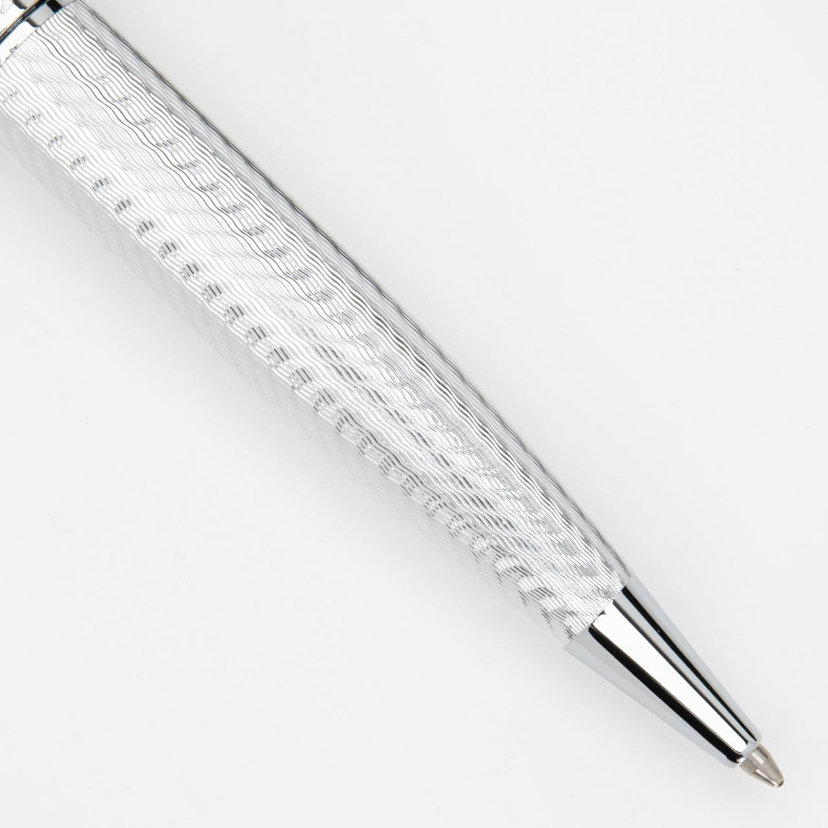 Conklin Herringbone Signature Ballpoint Pen Silver + Free Extra Black Gel Refill – Luxury Twist Pen Gift for Office, Writers, Professionals