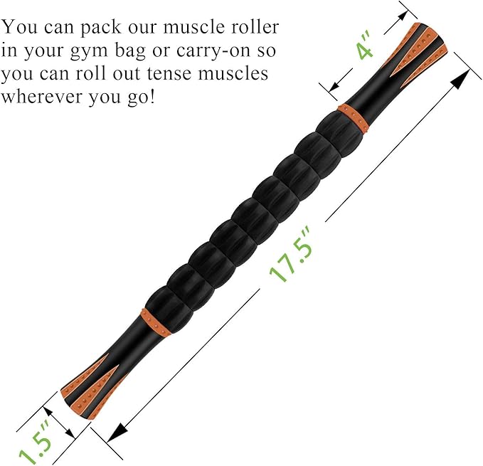Muscle Roller Stick for Athletes - Massage Roller to Reduce Muscle Soreness, Cramping & Tightness in Legs, Arms, Back & Calves-Body-Building Apparatus