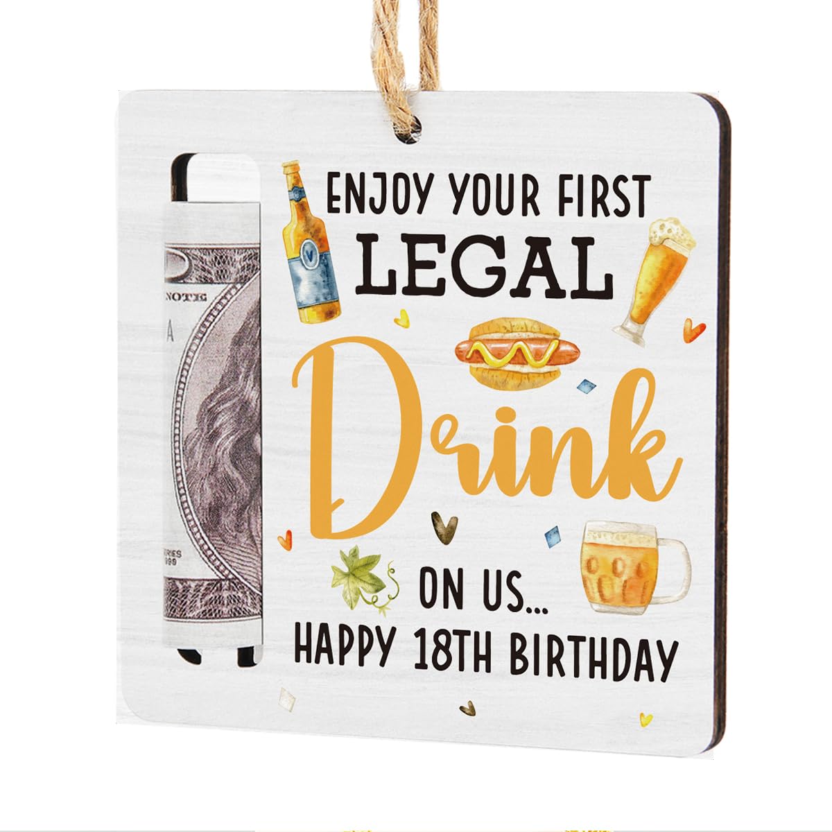 18th Birthday Money Holder for Cash Gift First Legal Drink Beer Money Gift Ideas for Boys Girls Birthday Gifts Wooden Cash Holder Ornament for Party Decorations