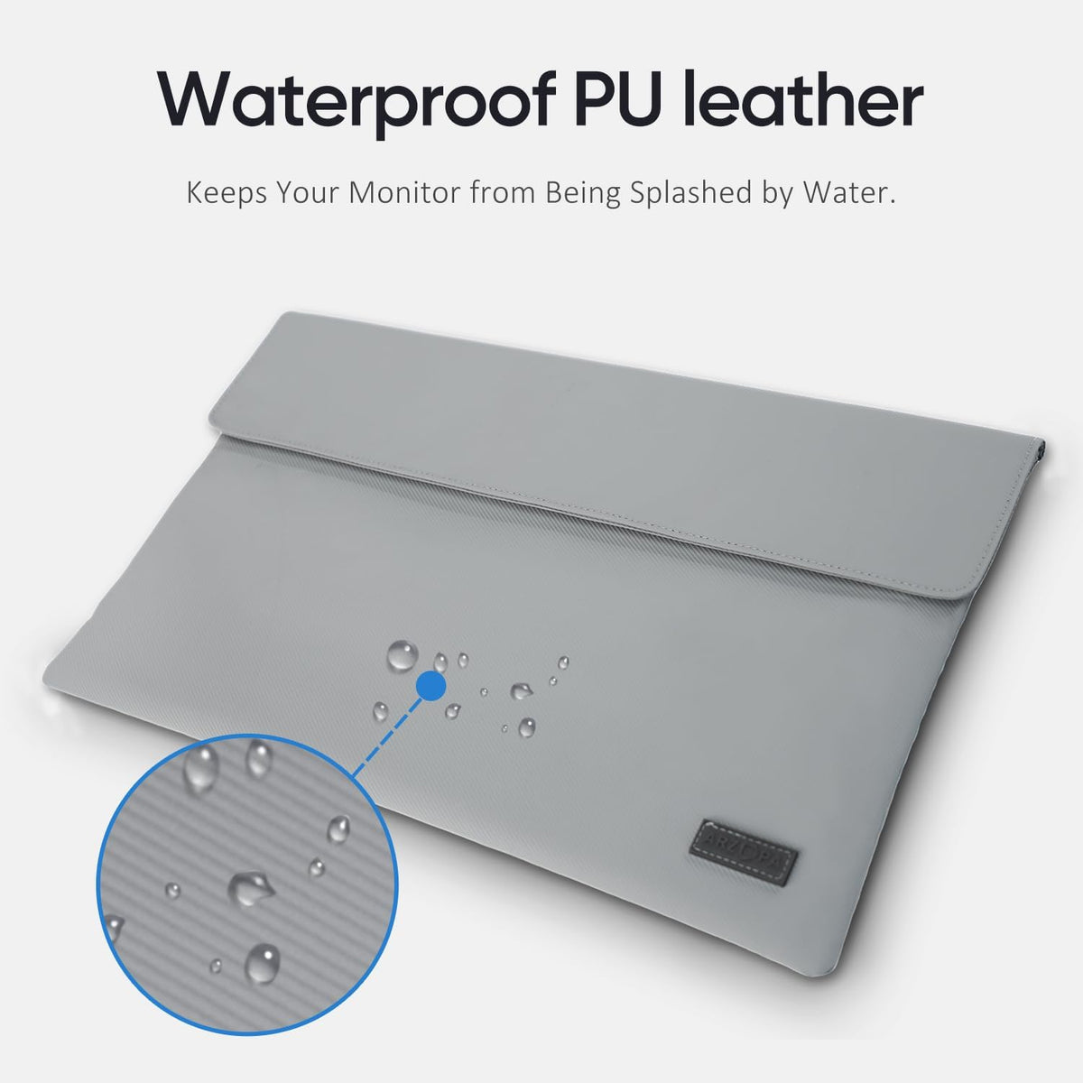 ARZOPA 16.1" Travel Monitor Sleeve - Grey PU Leather Case