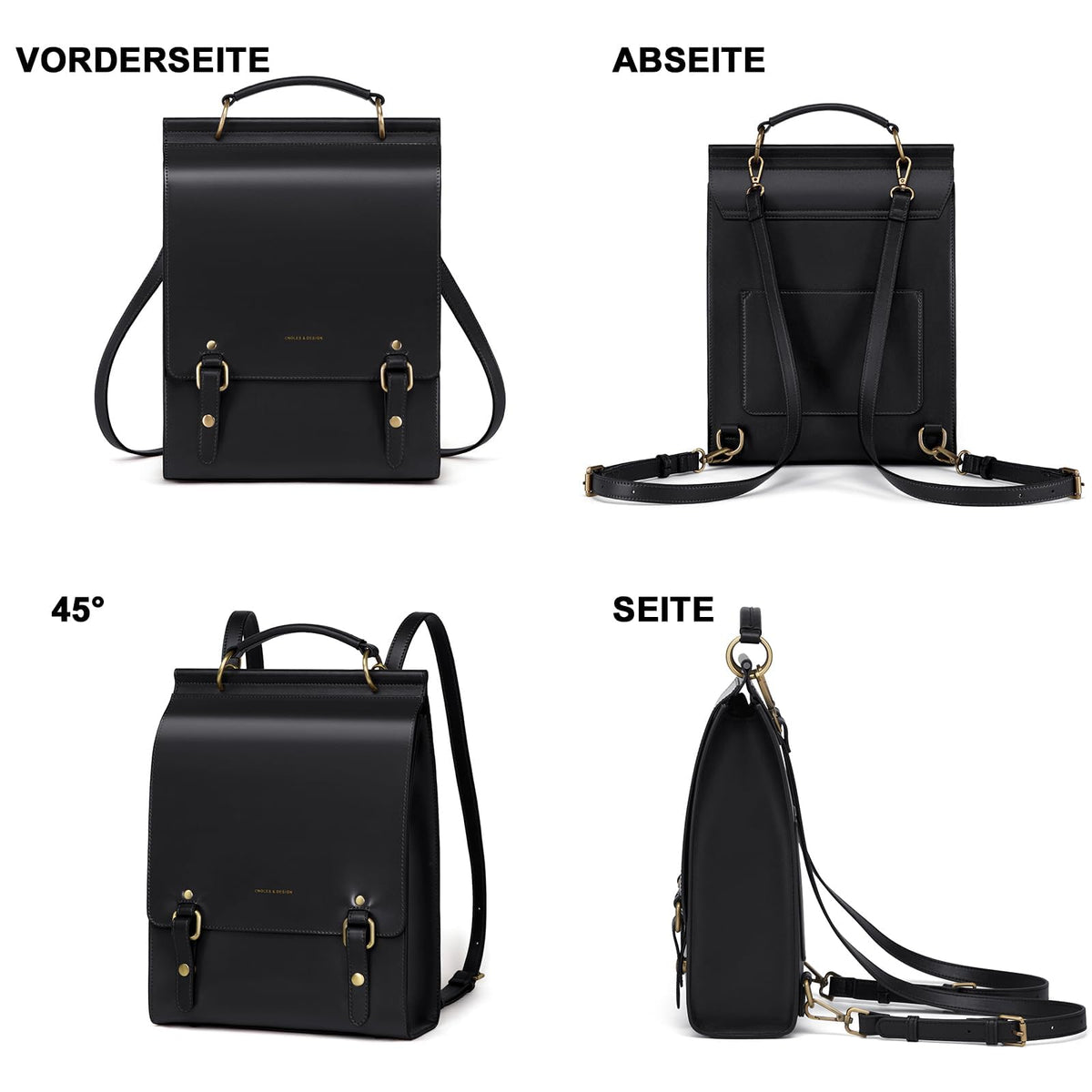 Cnoles Leather Backpack Purse For Women Fashion Ladies Vintage Bags Casual College Travel Backpacks Bag Black